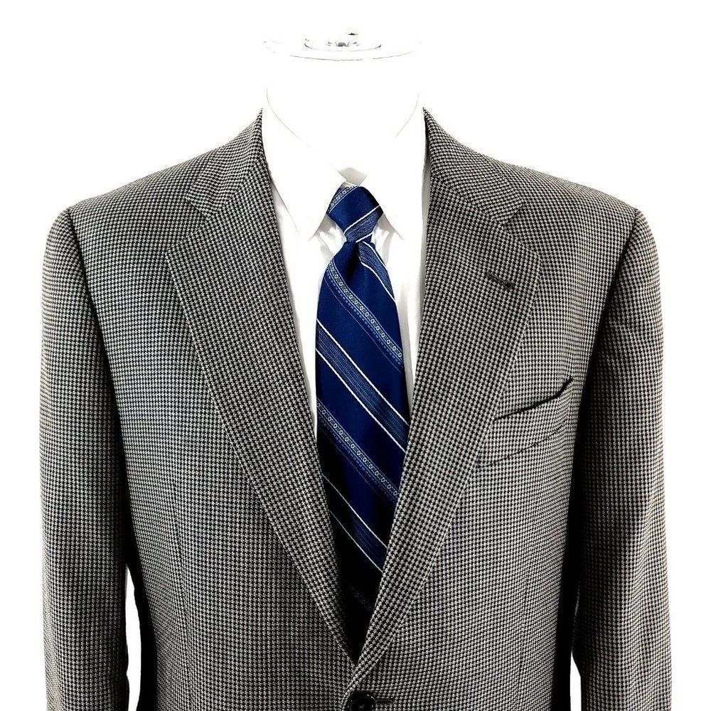 Joseph Abboud Textured Silk Wool 2 Button Sport Coat 40R Or Slim 42R Gray Check